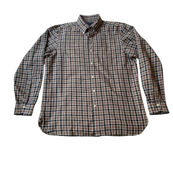 Cremieux Plaid Long Sleeve Button Up, Supima‎ Cotton Shirt, Size Large - Picture 2 of 9
